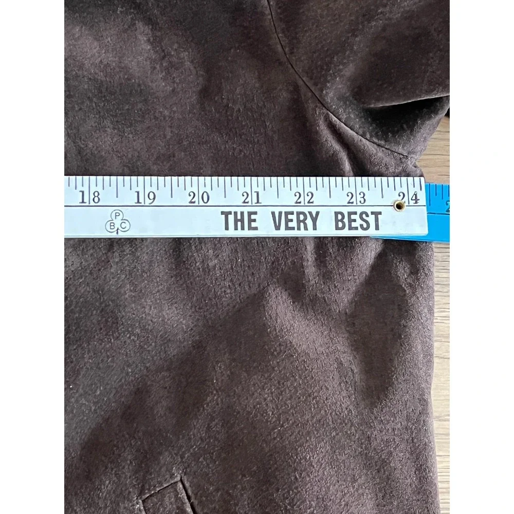 Vintage Wilsons Suede Leather Coat Womens L Brown Faux Fur Trim Hooded Excellent